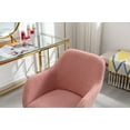thumbnail image 5 of Swivel Home Office Chair, Modern Mid-Back Teddy Upholstered Computer Chair Desk Chair with Gold Metal Legs and Universal Wheels, 360 Swivel Height Adjustable Vanity Task Armchair for Living Room, Pink, 5 of 7