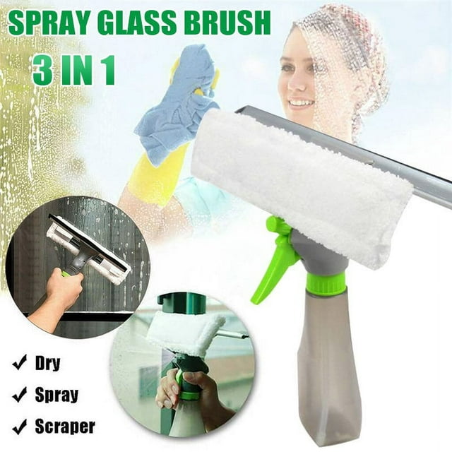 Multifunction 3 in 1 Window Spray Glass Cleaner Tool Soft Microfiber Glass Cleaning Brush Wiper