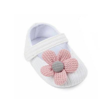 

Woobling Newborn Mary Jane Soft Sole Flats First Walker Crib Shoes Party Princess Dress Shoe Cute Prewalker Flower White Pink Flower 6C