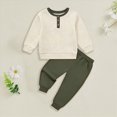 thumbnail image 2 of TOWED22 Baby Boy Clothes Fall Winter Outfits Long Sleeve Color Block Sweatshirt Pants 2Pcs Fall Clothing Set, 2 of 4