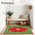thumbnail image 3 of ODIKA 8'x10' Machine Washable Non-Slip Area Rug, Merry Yuletide Ornament Medallion with Holly Border Details High Traffic Rug, Red, 742256, 3 of 7