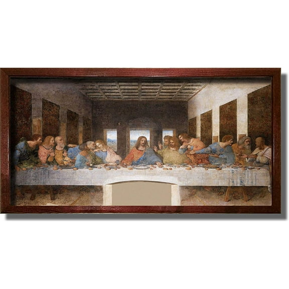 ArtWorks Decor Leonardo da Vinci The Original Last Supper 11" x 21" Framed Canvas Art Prints