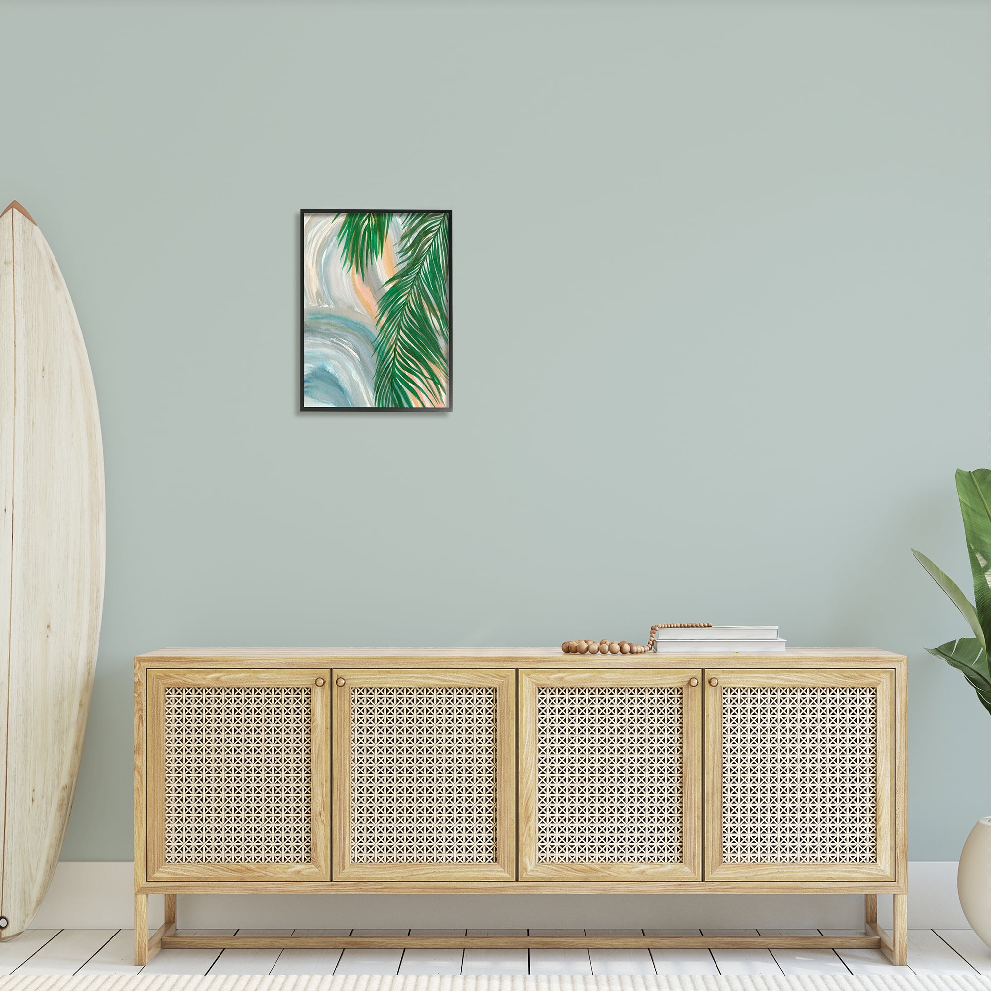 Stupell Industries Tropical Palm Tree Leaves Close Up Swirl Pattern Painting Black Framed Art Print Wall Art, Design by Elvira Errico