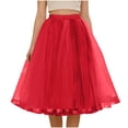 thumbnail image 6 of Hduncf Elegant Layered Tulle Skirt for Women Trendy Solid Color Summer Elastic High Waisted Puffy Midi Daily Party Skirts Red Free Size, 6 of 7