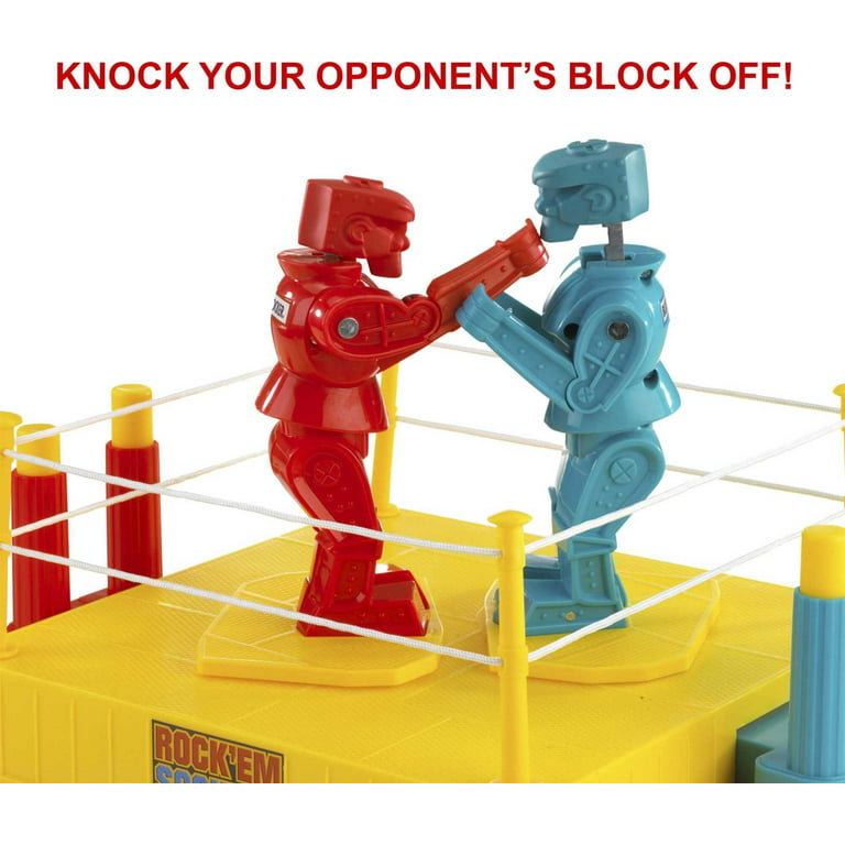 Mattel Games Rock 'Em Sock 'Em Robots Kids Game, Fighting Robots with Red  Rocker & Blue Bomber, Knock His Block Off