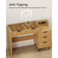 thumbnail image 4 of Joyyskill Fluted Vanity Desk with Large Mirror and Lights, Modern Wood Makeup Vanity Desk with Glass Top, Charging Station, 5 Drawers Adjustable Open Shelves, Dressing Table for Bedroom, Natural Oak, 4 of 7