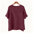 thumbnail image 6 of womens tops short sleeve summer Elbow Length Sleeve Coop Neck T-Shirts Casual Loose Comfy Lightweight Trendy Basic Shirts with Pocket, 6 of 7