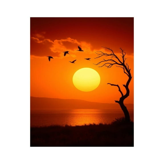 Paint By Numbers Kit for Adults Beginner - DIY Sunset Birds Over Serene Water Canvas Painting Kits for Adults, Frameless Paint By Number for Adults for Home Wall Decor 16x20 Inch