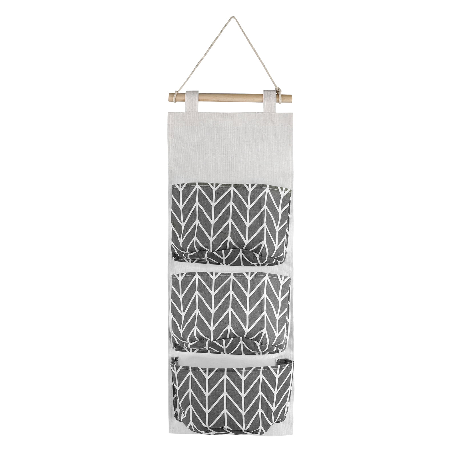 Hanging Storage Bag with 3 Pockets Over The Wall Door Organizer for Room Bathroom Beige 
