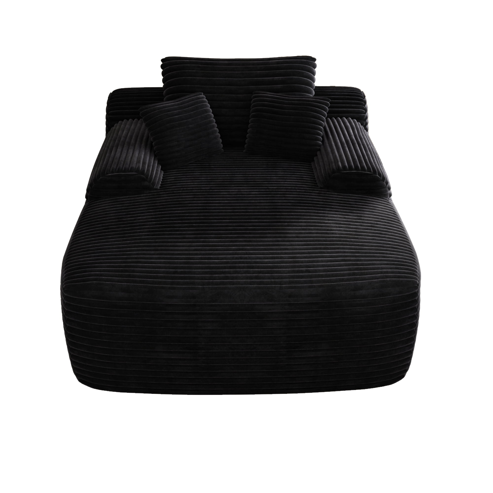 Leumius Oversized Chaise Lounge Chair Indoor, Cozy Boneless Sleeper Sofa Bed with Wide Armrest & Throw Pillows for Living Room,Bedroom,No Assembly Required,Black(Plush)