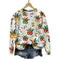 thumbnail image 4 of Gamivast Carnival Theme Shirts for Women Funny Mask Graphic Long Sleeve Drop Shoulder Sweatshirts Trendy Round Neck Party T-Shirt Mardi Gras Day Outfits, 4 of 6
