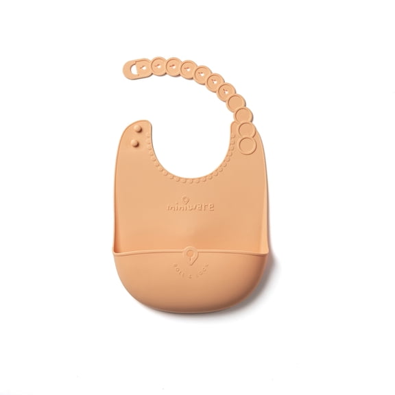 Miniware Roll & Lock Waterproof Silicone Baby Bib - Toffee