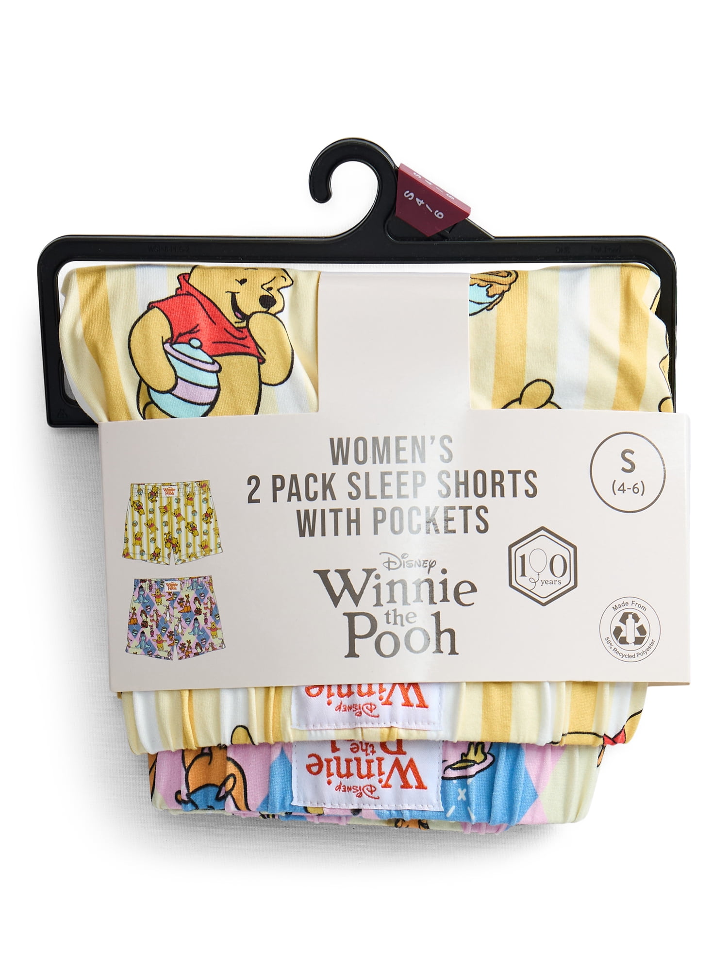 Winnie the Pooh Women's Jersey Knit Sleep Shorts, 2-Pack, Sizes XS-3X