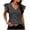 Black, variant on Women's T-Shirts V Neck Ruffle Short Sleeve Fitted Striped Solid Color Cute Summer Tops for Date Night Casual Wear