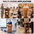 thumbnail image 5 of Vakiorn Mobile Wooden Podium 43 inch Height Adjustable Crank Handle Workbench Storage Privacy Baffles Lockable Casters for Church School Speech, 5 of 7