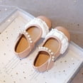 thumbnail image 2 of GiLiling Girls Flats, Mary Jane Ballet Flats, Closed-Toe PU Leather Dress Shoes with Lace Trim and Pearl Strap, Flat Heel Princess Footwear for Party and Daily Wear (Red, 4.5-5 Years), 2 of 9