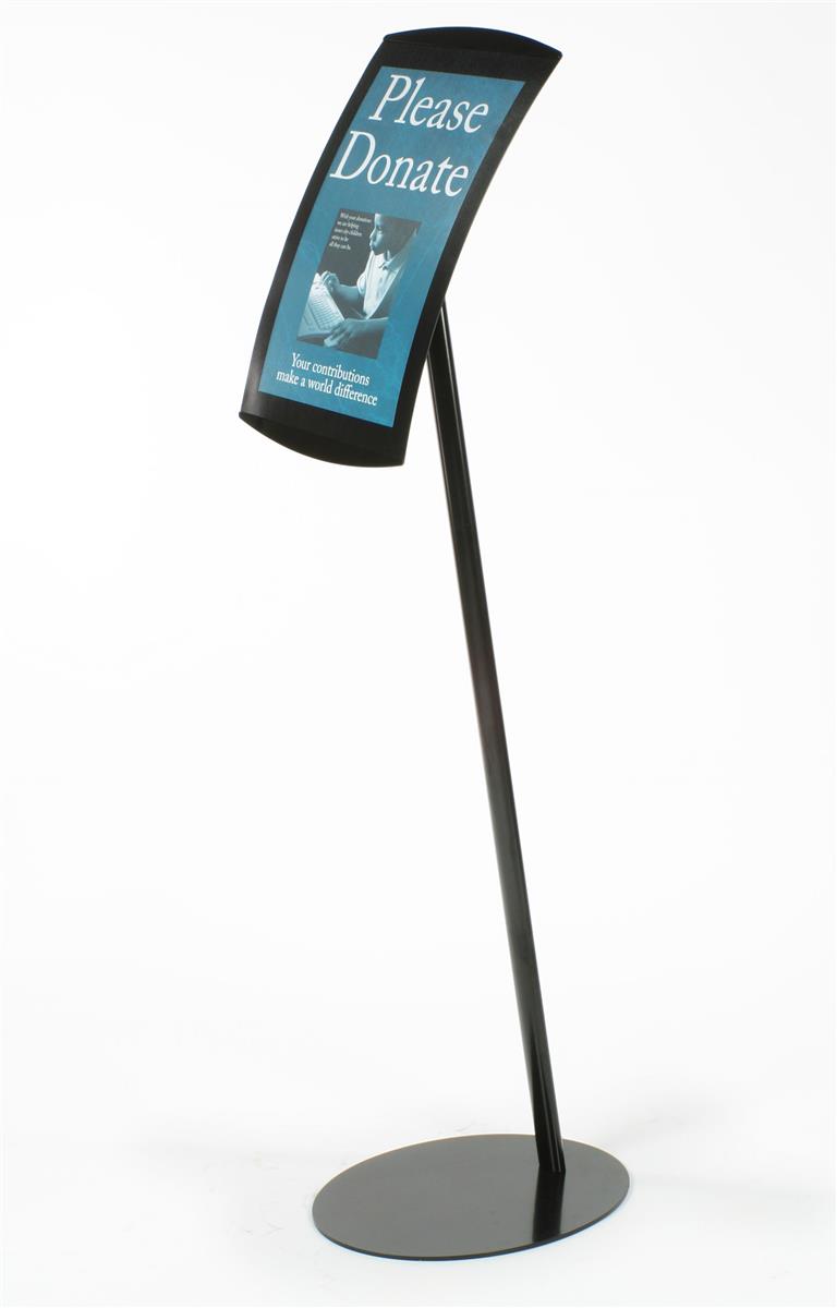 Aluminum FloorStanding Curved Poster Holder for an 11 x 17 Sign