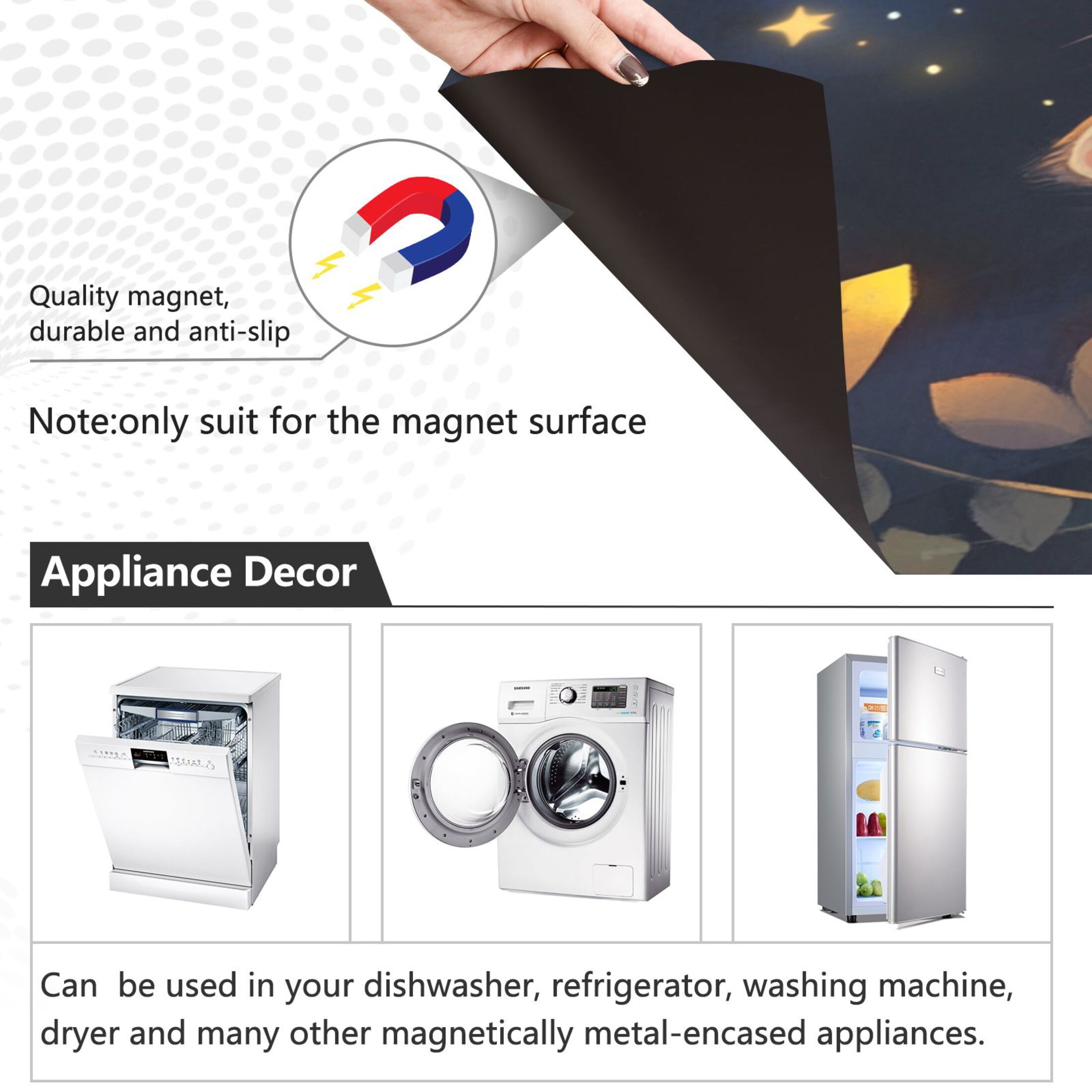 Dishwasher Magnetic Sticker 23x26 Inch Refrigerator Magnetic Sticker Washing Machine Magnetic Sticker Kitchen Panel Magnetic Sticker Home Decor Yellow Cute Cat