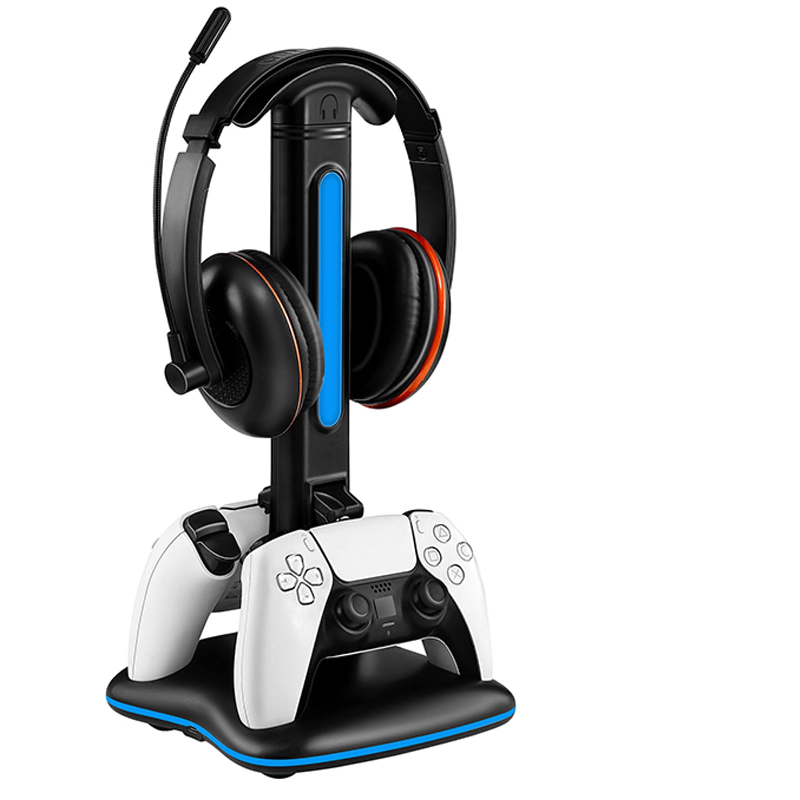 PS5 Controller Charger Station, Dualsense Twin Charging Dock with Headset Stand & RGB LED Display, Gaming Display Stand for PS5 Controllers, PlayStation 5 Accessories