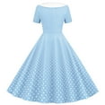 thumbnail image 3 of Women 50s 60s Retro Rockabilly Swing Dress Polka Dot Double Breasted Notch Lapel V-Neck Dresses Cocktail Party Evening Prom Gown, 3 of 6
