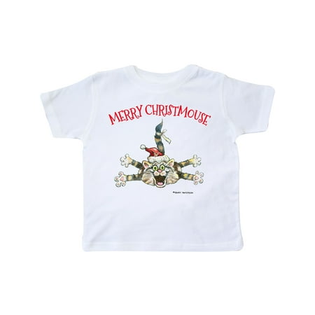 

Inktastic Merry Christmouse Cat in Santa Hat Gift Toddler Boy or Toddler Girl T-Shirt