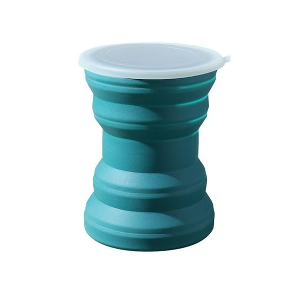 SZYXZSY Kitchen Supplies 1Pcs Silicone Folding Water Cup Portable Telescopic Travel Cup Drinking Mug W/Lid (Blue 320Ml/11Oz) Kitchen Tools Suitable for Kitchens, Restaurants, Cafes, Etc