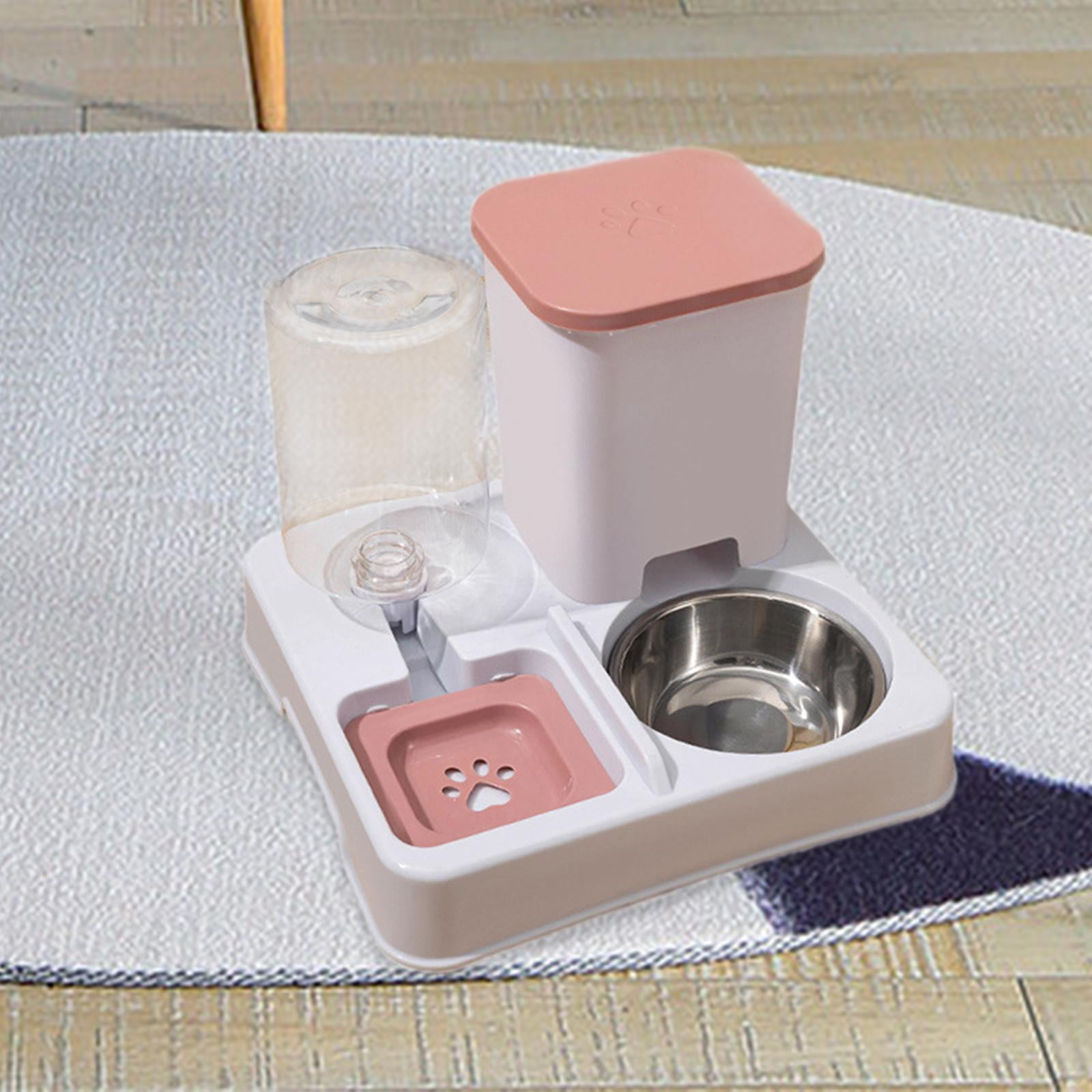 Bothyi Automatic Cat Feeder Food and Water Supply Detachable for s Dogs Travel pink white