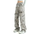 thumbnail image 2 of Camo Pants Women High Waisted Wide Leg Casual Camoflage Cargo Pants Baggy Elastic Waist Straight Jeans Trousers, 2 of 9