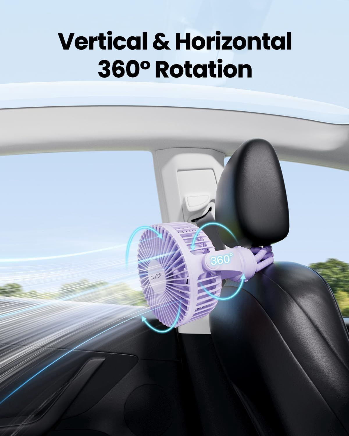 Mini Portable Stroller Fan, Battery Operated Small Clip on, Detachable 3 Speed Rechargeable, 360° Rotate Flexible Tripod Better Cooling for Car Seat Crib Treadmill