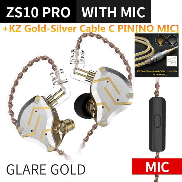 KZ ZS10 PRO 4BA + 1DD HIFI Auriculares de metal Auriculares híbridos en la oreja Auriculares deportivos con cancelación de ruido KZ ZSN PRO ZST AS16 AS12 AS10 C16 Tan Jianjun unisex
