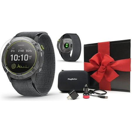 Garmin Enduro (Steel/Gray) Ultraperformance Multisport GPS Watch Gift Box Bundle | Includes HD Screen Protectors, Car/Wall Adapters & Hard Case