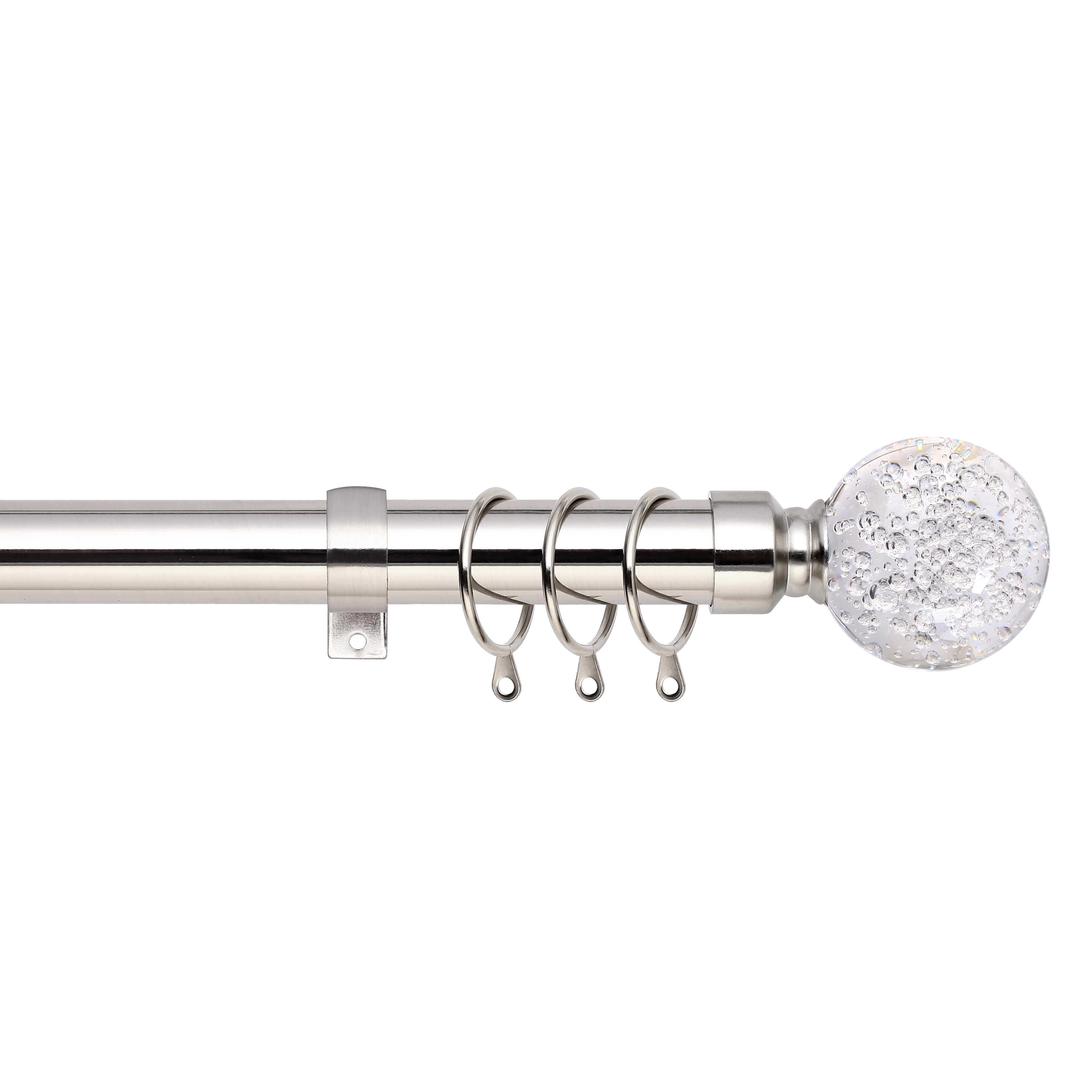 28mm Flat Finials & Fittings Includes Rings Extendable Metal Curtain Pole
