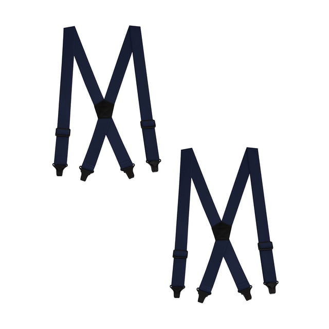 Buyless Fashion Bretelles Robustes, Lot de 2, pour Hommes - Sangles Ajustables de 48 Pouces 1 1/2 Pouces - Dos en X avec Pinces en Plastique Noir
