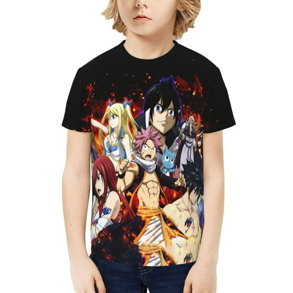 Fairy Tail Kids T-Shirt 3d Printed Graphic T-Shirts Boys And Girls Short Sleeve Shirts For Youth Kids X-Small