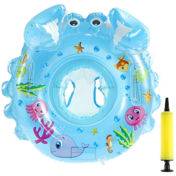 Baby Swimming Ring Cute Cartoon Baby Swimming Float with Dual Handle Safe Leak-Proof Baby Inflatable Float Seat with Pum