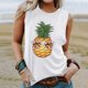 thumbnail image 3 of Gibobby Chaleco sin mangas de estilo europeo y americano Camiseta con estampado divertido de piña para mujer(Blanco,M), 3 of 4
