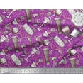 thumbnail image 3 of Soimoi Purple polyester Crepe Fabric Lemon Slice & Soft Drink Beverages Print Fabric by the Yard 42 Inch Wide, 3 of 3