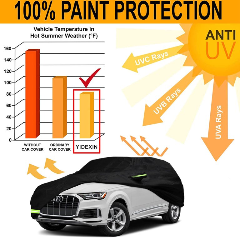 YIXIN Waterproof 210T Car Covers for 2005-2022 Audi Q7 SUV，Fit 100%  Waterproof with Windproof Strap & Single Door Zipper (for 2005-2022 Audi Q7  SUV) 