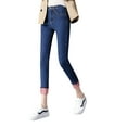thumbnail image 3 of Women’s Korean Slim Fit Jeans Fashion Solid Color Plush Stretch High-waist Tight Denim Long Pants, 3 of 6