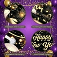 thumbnail image 4 of Golden Fireworks Happy New Year Banner Colorful Balloons Festive Backdrop City Skyline Gold Stars Celebration Background for New Year Party NYE Celebration Indoor Decoration, 4 of 9