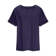 thumbnail image 5 of Fashion $15 & under Olyvenn Plus Size Tops for Women 2025 Floral Print Summer V Neck Short Sleeve T Shirts Oversized Trendy Dressy Casual Blouses Purple 18, 5 of 5