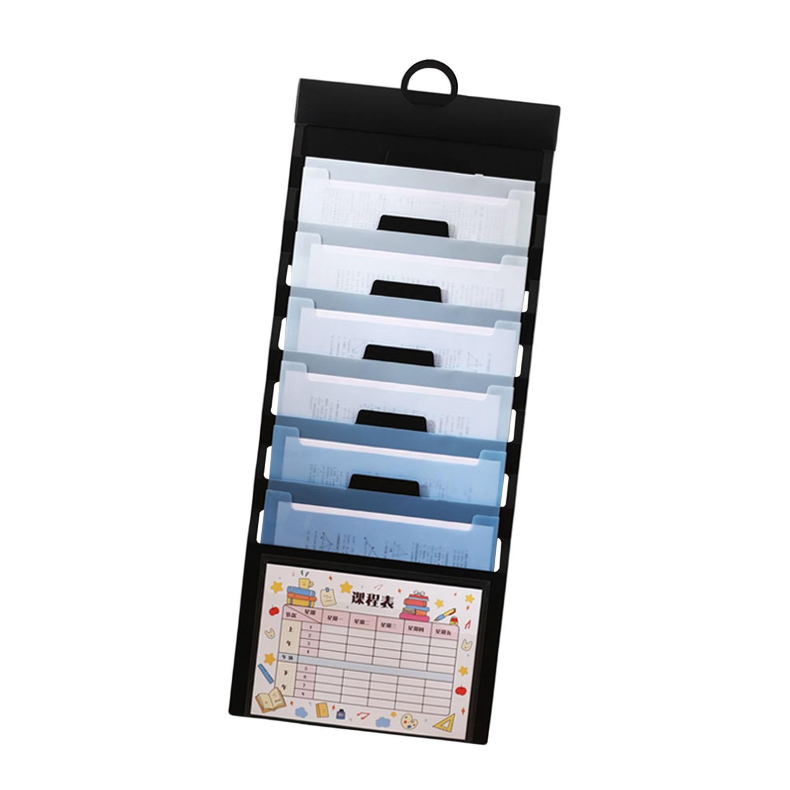 koolsoo Hanging Wall File Organizer Document Holder 6 Pocket Wear Resistant Sturdy Paper Folder File Folder Expanding for Home School blue