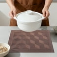 thumbnail image 4 of Placemats Set of 6 Plastic Placemats for Dining Table Decor Washable Kitchen Table Mat with Quadrangular Pattern Coffee 17.7*11.8inch, 4 of 6