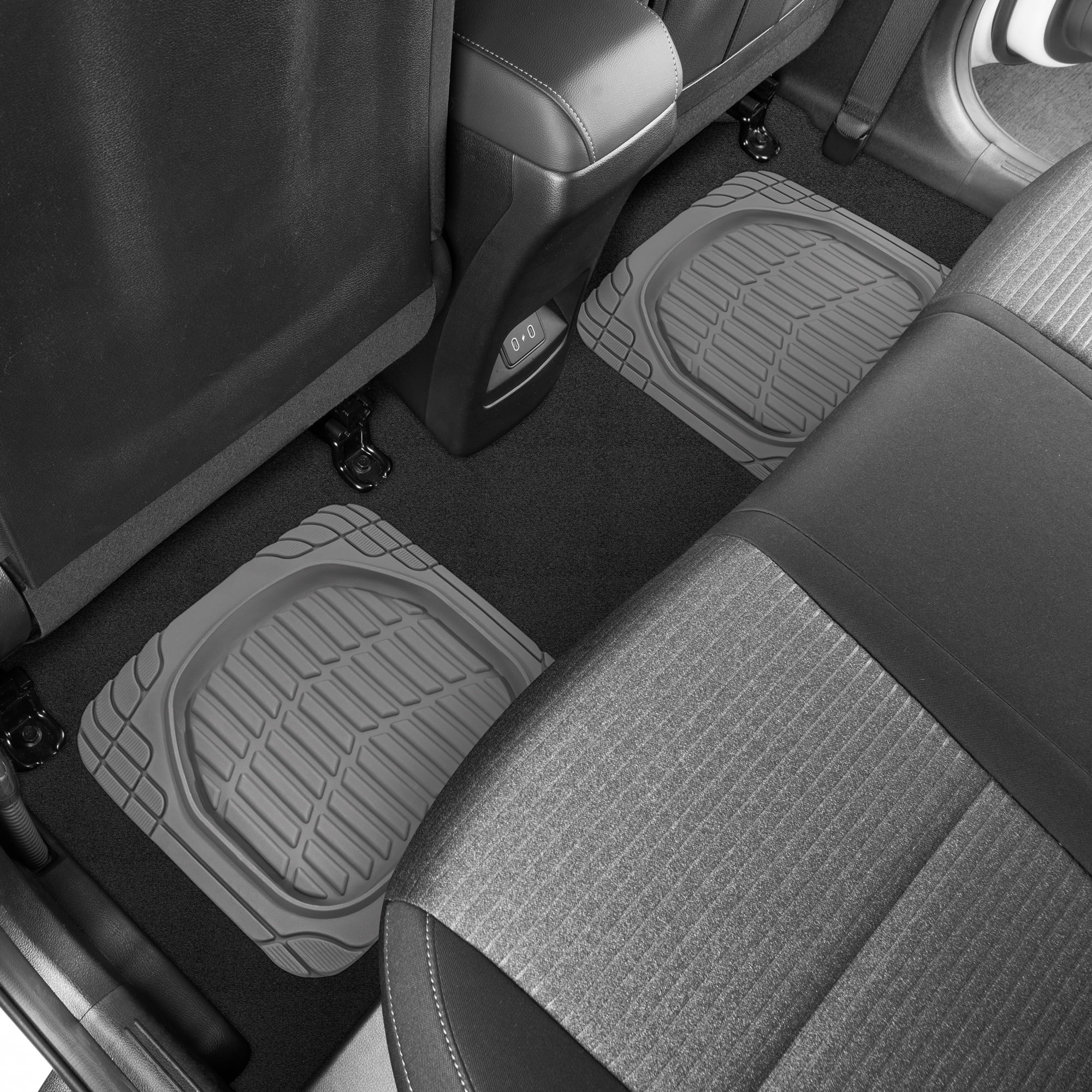 MOTOR TREND & BDK Heavy Duty Gray Rubber Car Mats Full Set - Universal Trim-To-Fit All Weather Floor Mats - Floor Mats for Car Accessories - Front & Back Interior Floor Mats for Truck Accessories