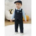 thumbnail image 3 of CARETOO Baby Boy Clothes Suits Outfits Dress+Suspender Pants+Bowtie+Beret Hat Wedding Set 0-18M 5pcs, 3 of 16
