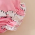thumbnail image 5 of CAICJ98 Baby Girl Easter Outfit Short Sleeve Square Neck Smocked Bunny Bubble Romper Dress with Headband Infant Newborn Girls Clothes Spring Summer (Pink,3-6 Months), 5 of 7