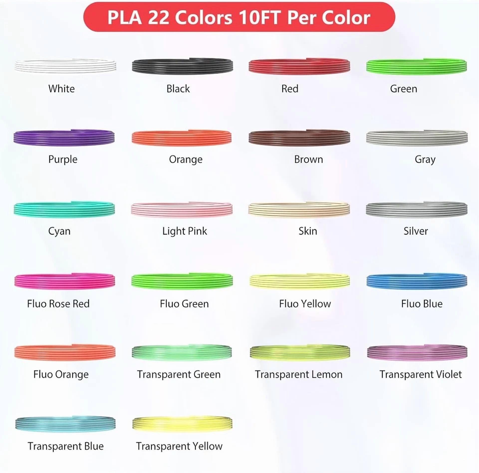 RHEA- 22 Vibrant Colors 1.75Mm Pla 3D Pen Filament - 220 Feet For Creative Mastery