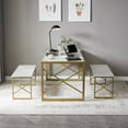 thumbnail image 6 of VECELO 55" Dining Table Sets with Benches, Modern Industrial 3-Piece Kitchen Table Set for Dining Room, Gold, 6 of 11