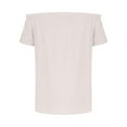 thumbnail image 6 of AherBiu Off Shoulder Tops for Women Elastic Short Sleeve Summer Casual Loose Vacation Cute Shirt Blouse, 6 of 7