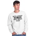 thumbnail image 3 of With A Body Like This Who Needs Hair Men's Crewneck Sweatshirt Brisco Brands S, 3 of 6
